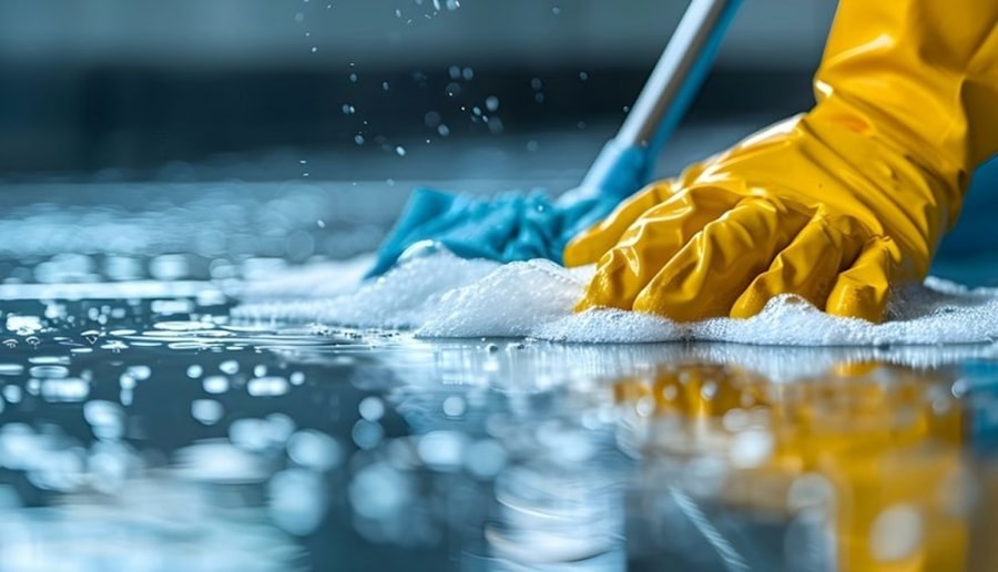Commercial cleaning in progress